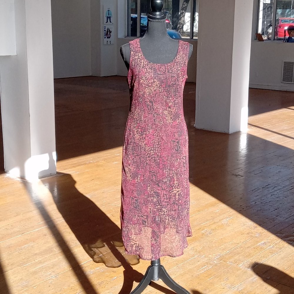 Burgundy and tan Shear two-piece dress set - Picture 11 of 11